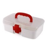 Portable First Aid Box with Transparent Lid & Detachable Tray ? 3 Compartments for Organized Storage