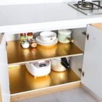 Oil-Proof Waterproof Self-Adhesive Aluminum Foil Wallpaper (60cm 2m, Gold, Roll) - Image 3