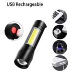LED USB Rechargeable Mini Flashlight ? Ultra-Bright Zoom & COB Side Lantern, Tactical Emergency Light - Image 5