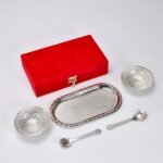 Silver-Plated Brass Bowl & Spoon Set with Velvet Gift Box