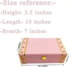 Present Pink Decorative Storage Trunk Box ? Wooden Organizer with Gold Metal Accents & Lock | Multipurpose Jewelry, Keepsake, Gift Box for Girls, Bedroom & Home D?cor - Image 2