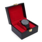 Presents Luxury Watch Box for Men ? Premium Black Leather Single Watch Case with Red Velvet Interior ? Travel-Friendly Watch Storage & Display Box with Secure Lock (Black) - Image 5