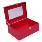 Present RED Storage Box with Transparent Lid ? Multipurpose Organizer Case with Gold Lock for Jewelry, Watches, Accessories, Keepsakes & Gifts - Image 3