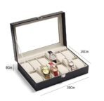 Presents Luxury 12-Slot Watch Box for Men & Women ? Lockable Leather Watch Organizer with Glass Lid, Soft Velvet Cushions, Premium Display & Storage Case for Watches (Black) - Image 2