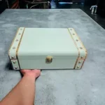 Vintage Decorative Storage Trunk Box ? Mint Green Wooden Organizer with Gold Accents & Metal Lock | Multipurpose Jewelry, Keepsake, Gift Box for Home D?cor (WHITE)