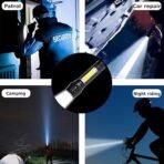 LED USB Rechargeable Mini Flashlight ? Ultra-Bright Zoom & COB Side Lantern, Tactical Emergency Light - Image 4