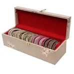 Velvet Bangle Box for Women ? Jewelry Storage Organizer with Compartments | Bridal Bangle Case for Wedding & Travel | Traditional Indian Bangle Holder Box(single rod )