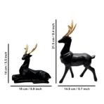 Black Patterned Deer Statue with Fawn Family - Detailed Resin Animal Sculpture for Living Room, Entryway Table, or Home Decor - Image 5