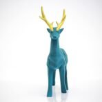 Blue Patterned Deer Statue with Fawn Family - Detailed Resin Animal Sculpture for Living Room, Entryway Table, or Home Decor - Image 2