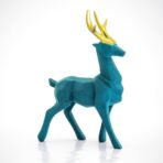 Blue Patterned Deer Statue with Fawn Family - Detailed Resin Animal Sculpture for Living Room, Entryway Table, or Home Decor - Image 6