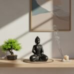 Black Meditating Buddha Statue - Serene Resin Idol in Dhyana Mudra for Home Decor, Zen Garden, Yoga Studio, & Spiritual Gifts - Image 3