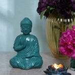 Teal Meditating Buddha Statue - Serene Resin Idol in Dhyana Mudra for Home Decor, Zen Garden, Yoga Studio, & Spiritual Gifts - Image 3