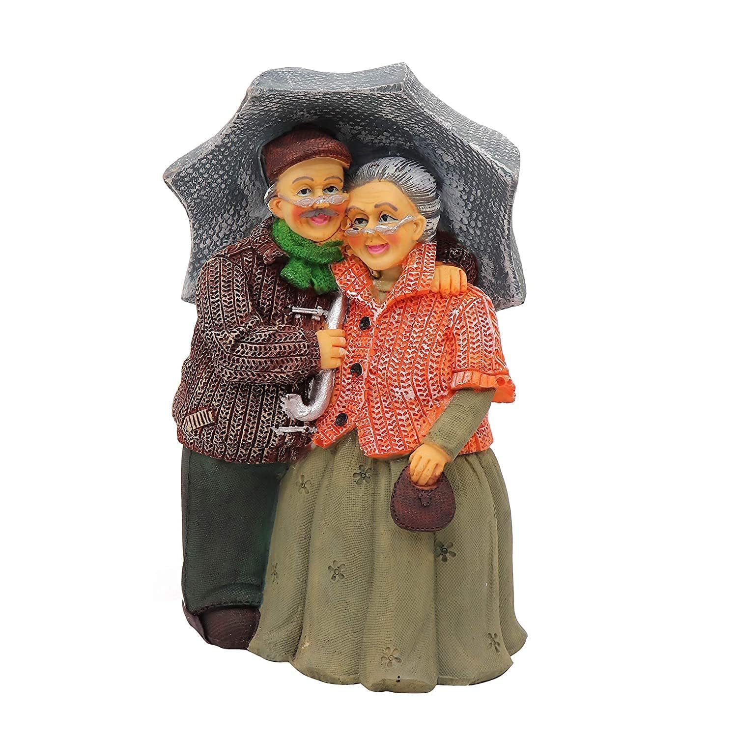 O1.jpeg Romantic Elderly Couple Statue with Umbrella - Resin Love & Anniversary Figurine for Home Decor, Valentine?s Day, or Gifting - Image 1