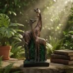 Elegant Giraffe Couple Statue - African Safari Love Figurine with Textured Design, Wildlife Resin Sculpture for Home, Mantel, or Anniversary Gift - Image 4
