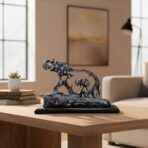 Elephant Mother & Baby Figurine - Lucky Trunk Up Black & Silver Resin Sculpture - Good Fortune Home Decor Statue for Family, Office, or Gift - Image 4