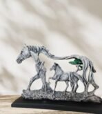 Mother & Foal Horse Statue - Rustic Driftwood Style Resin Sculpture - Modern Farmhouse Animal Figurine for Home Decor, Office Desk, or Equestrian Gift - Image 4