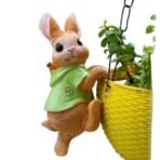 Adorable Bunny Planter Hugger Statue - Climbing Rabbit Garden Decor Figurine - Resin Hanger for Pots, Baskets, Fairy Garden, or Home - Image 2