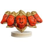 Panchmukhi Hanuman Ji Murti - Five-Faced God Idol - Hindu Resin Statue for Temple, Vastu, Home Pooja Mandir & Car Dashboard Gift